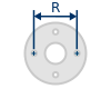 Diameter between holes (R)